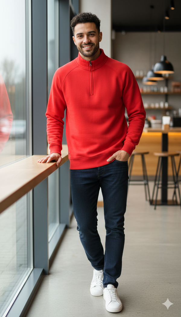 Red Quarter Zipper